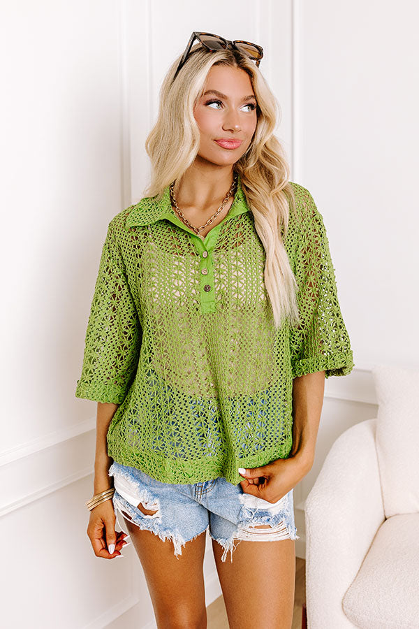 Premium Adventure Seeker Crochet Top - Vibrant Lime