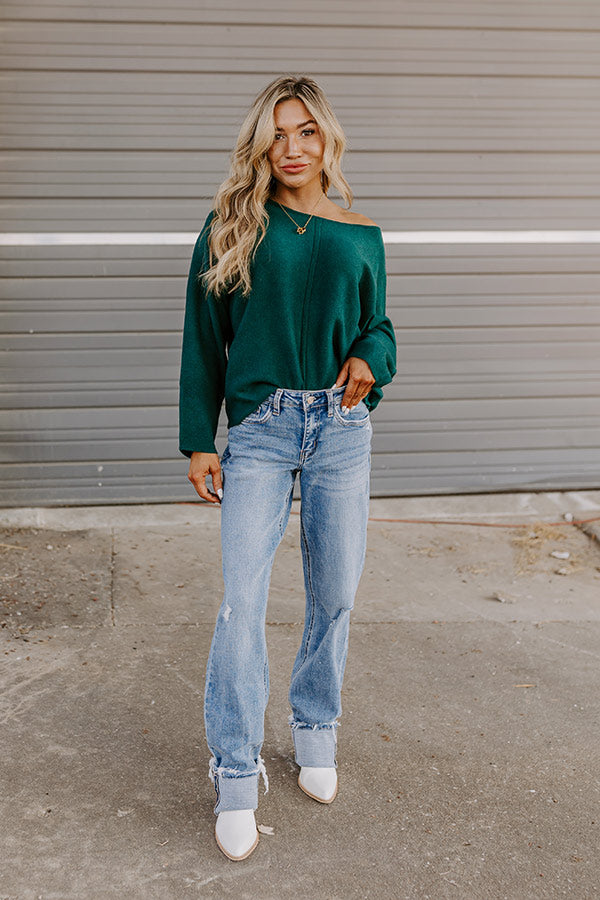 Premium Knit Sweater Top - Ultimate Comfort in Hunter Green