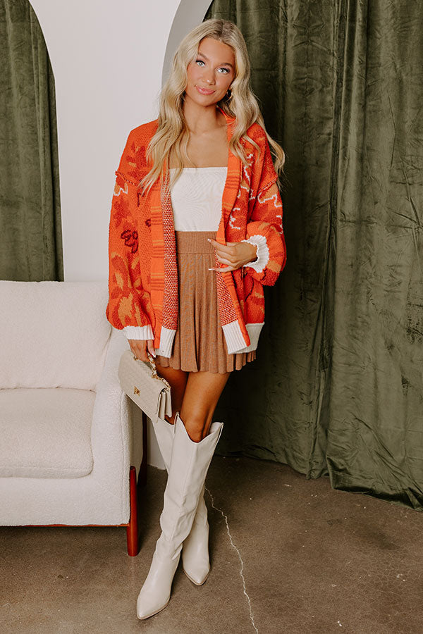 Premium Orange Knit Cardigan - Cozy Layering Essential