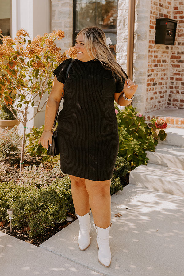 Premium Autumn Ribbed Sweater Dress - Black Curves Edition