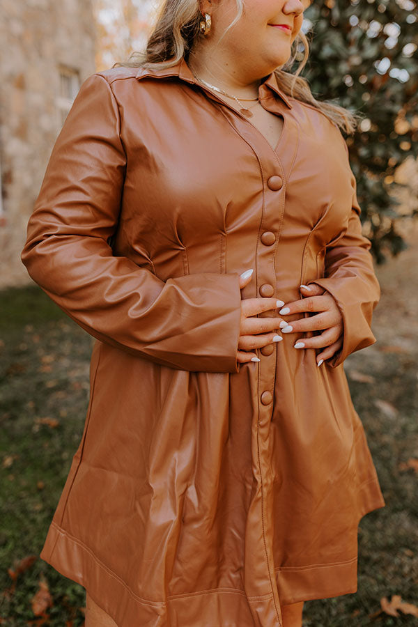 Ultimate Chic Faux Leather Dress - Camel Curves Edition