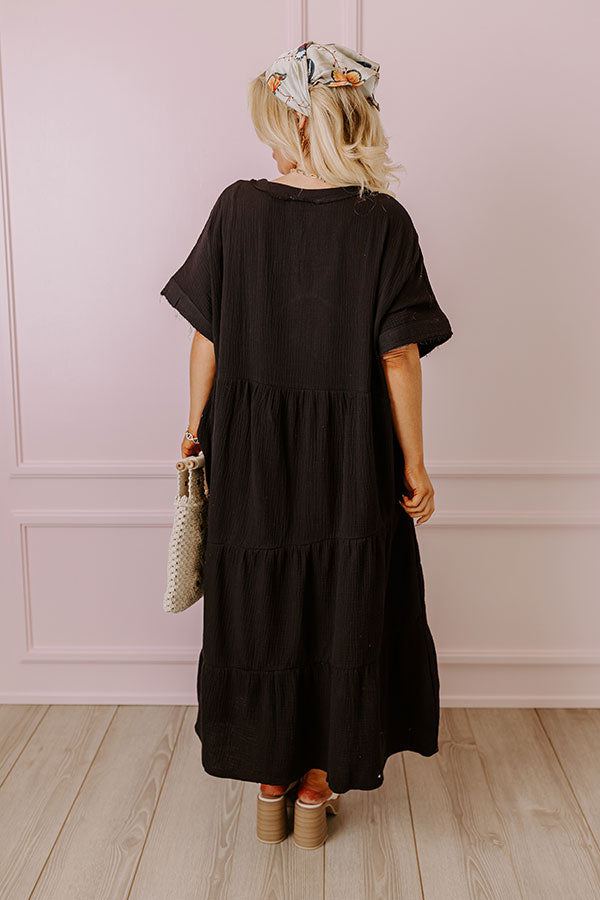 Premium Black Curves Midi Dress - Effortless Elegance