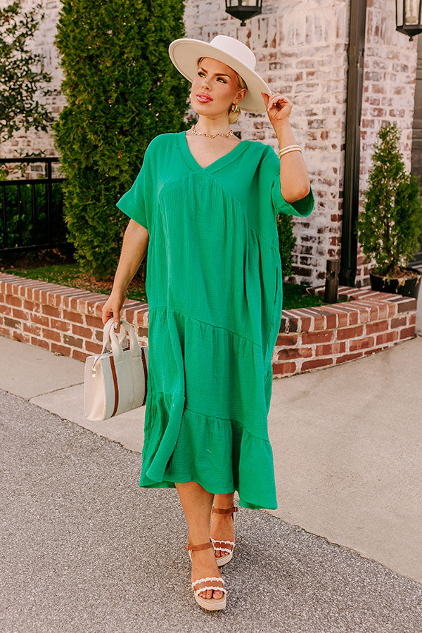 Premium Kelly Green Midi Dress - Ultimate Comfort & Style