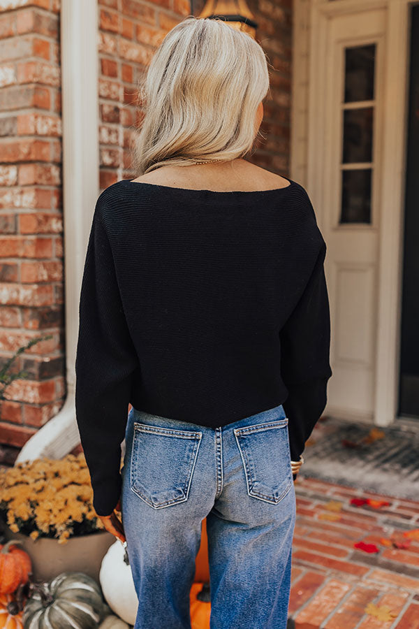 Premium Cinnamon Chai Ribbed Sweater Top - Ultimate Comfort in Black