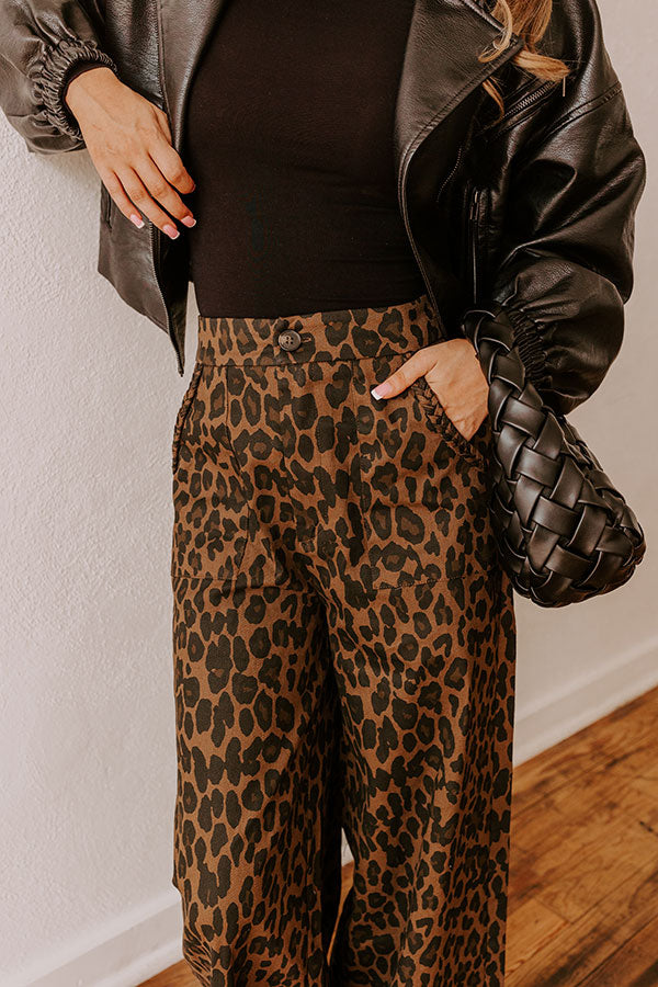 Ultimate Valentina High Waist Wide Leg Pants - Trendy Leopard Print