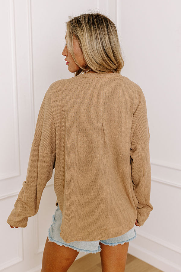 Premium Oversized Henley Top - Taupe | Ultimate Fall Fashion