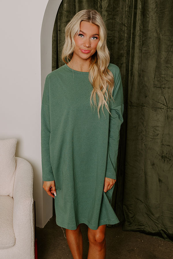 Premium Light Hunter Green T-Shirt Dress - Ultimate Everyday Comfort