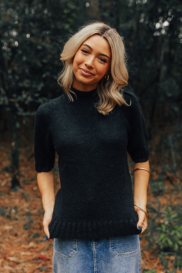 Premium Like Clockwork Knit Sweater Top - Ultimate Black