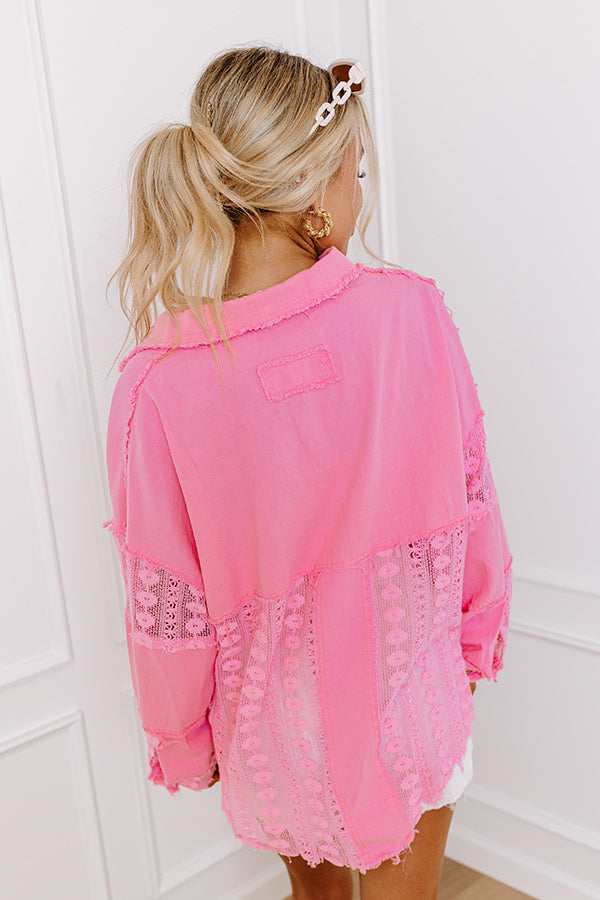 Premium Loving Smile Lace Button-Up Top