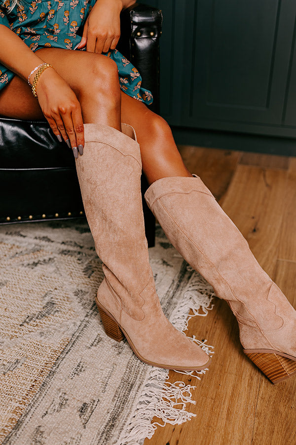 Premium Faux Suede Knee-High Boots in Iced Latte - Ultimate Comfort & Style