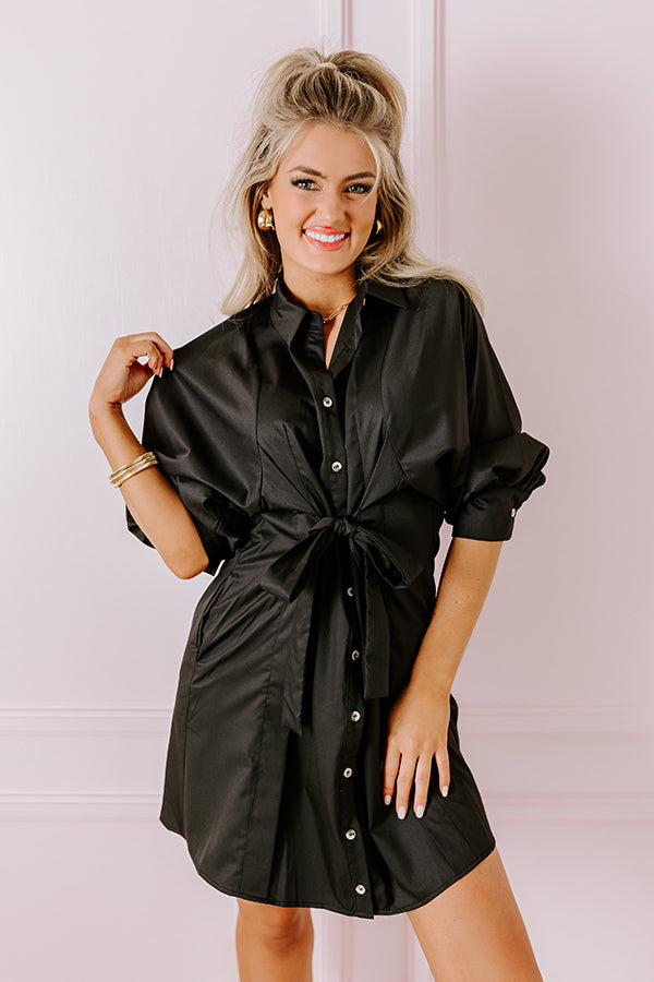 Ultimate Mykonos Stroll Button Down Mini Dress - Black