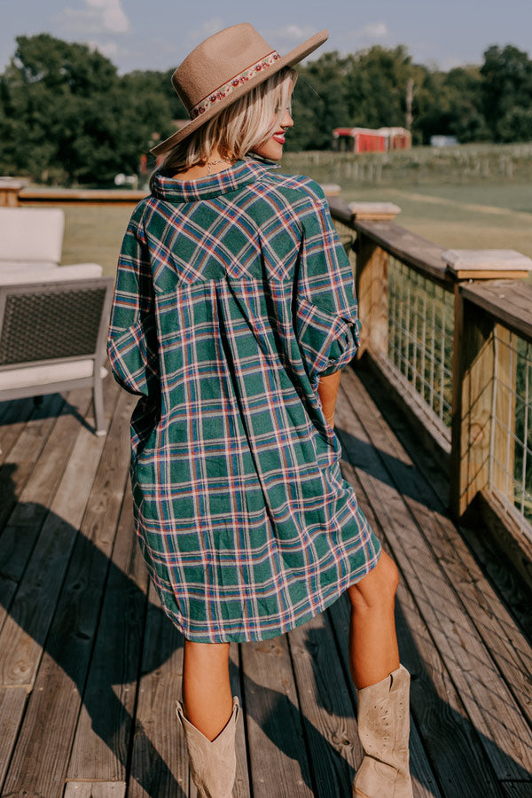 Premium Comfy Glam Flannel Tunic - Hunter Green Edition