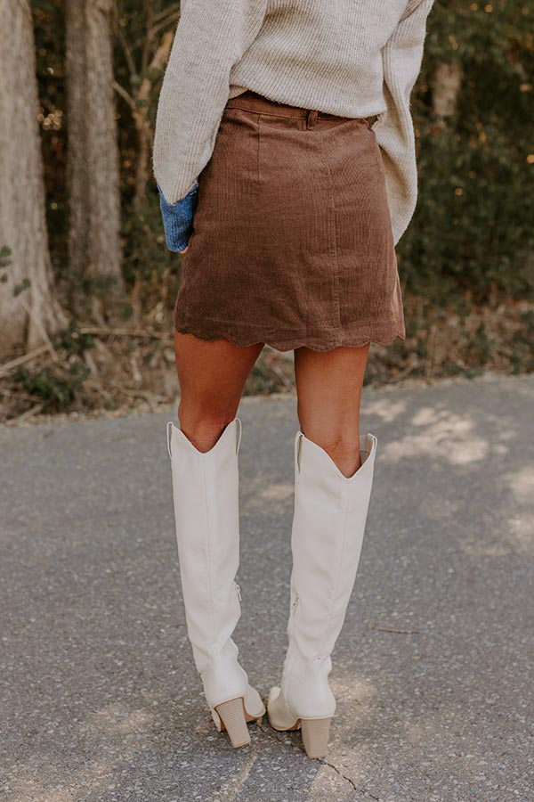 Ultimate Chocolate Sienna High Waist Corduroy Mini Skirt - Premium Style