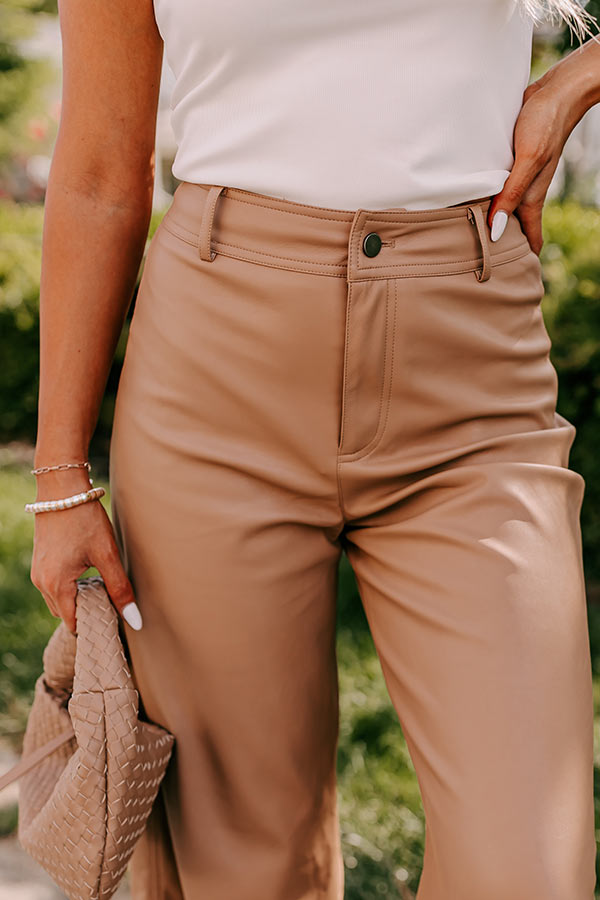 Premium Reagan High Waist Faux Leather Pants in Camel - Ultimate Style Upgrade