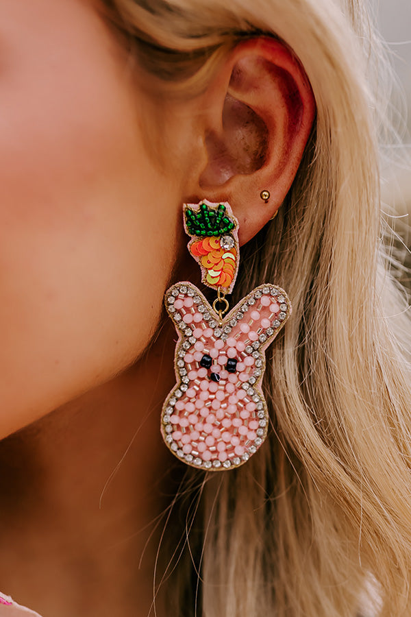 Premium Pink Beaded Bunny Earrings - Ultimate Spring Style