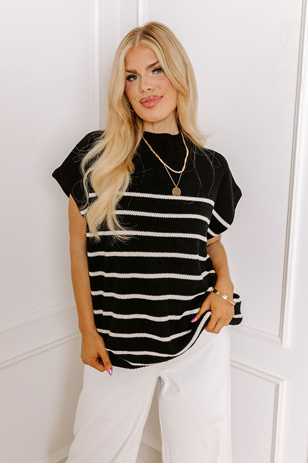 Ultimate Paris Mornings Stripe Sweater Top - Black Curves Edition