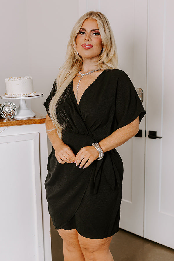 Ultimate Black Curves Wrap Mini Dress