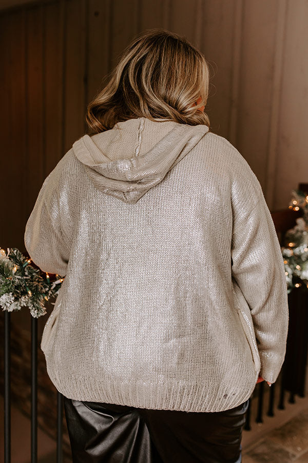 Ultimate Shine Metallic Hooded Knit Sweater