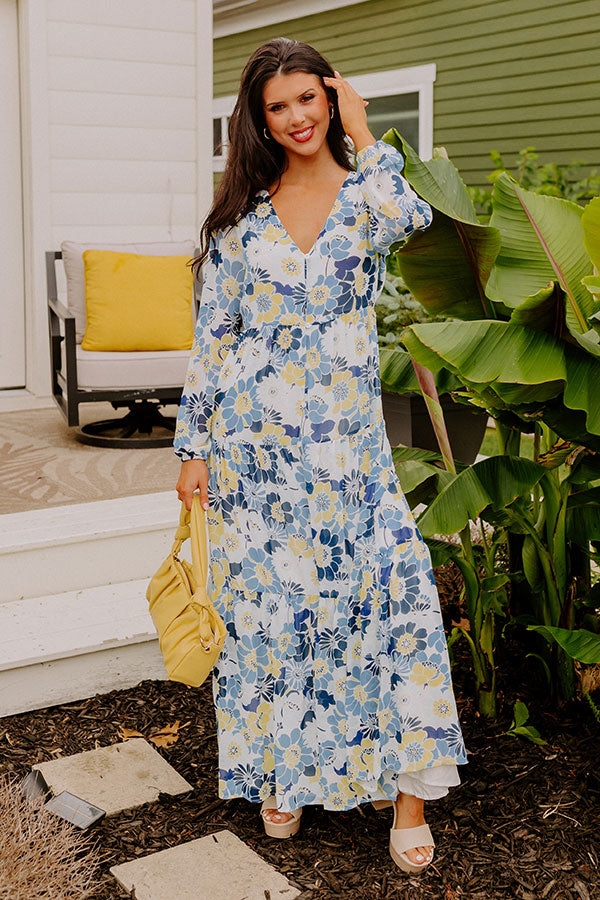 Premium Seas The Moment Floral Maxi Dress in Sky Blue