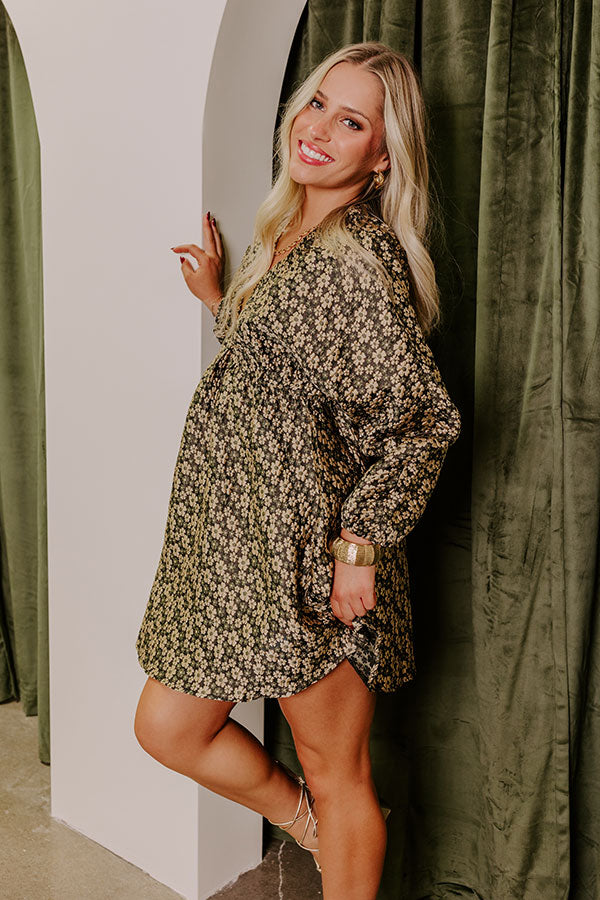 Premium Candlelit Dinner Floral Jacquard Mini Dress