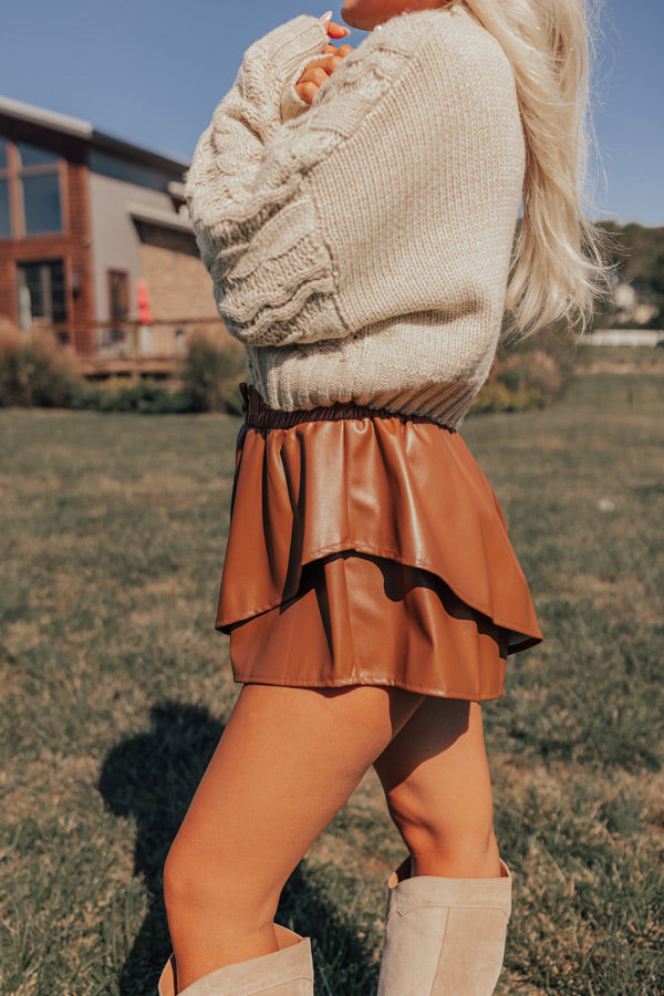 Ultimate Chic Faux Leather High Waist Shorts - Camel