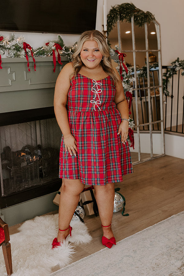 Premium Mistletoe Plaid Mini Dress - Ultimate Holiday Glam