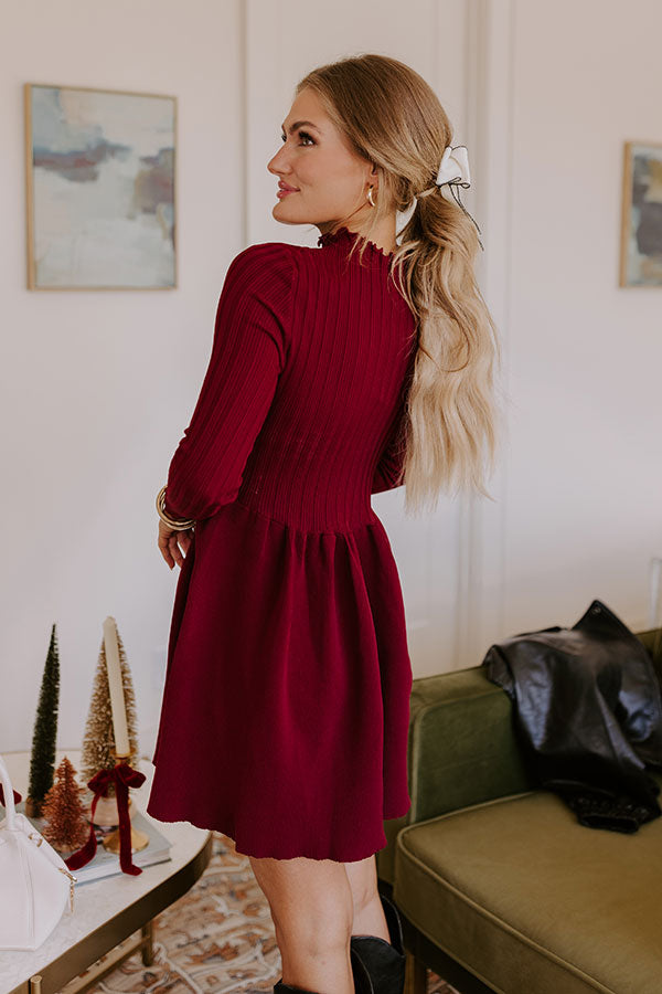 Premium Vineyard Dreaming Knit Mini Dress - Wine Elegance