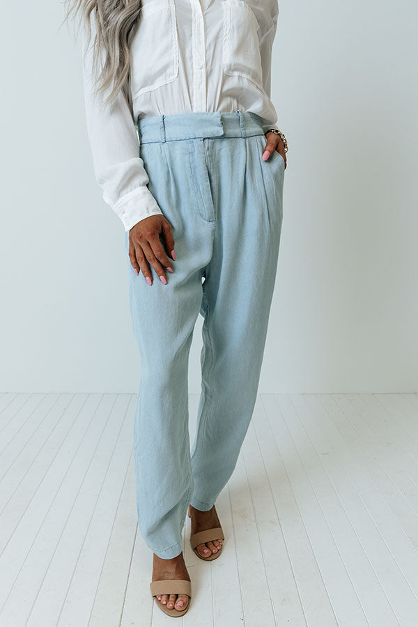 Premium Junie High Waist Chambray Pants - Ultimate Comfort & Style