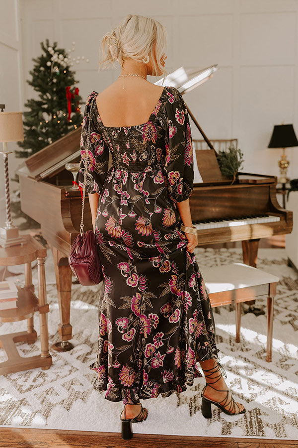 Ultimate Autumn Encounters Satin Floral Maxi Dress