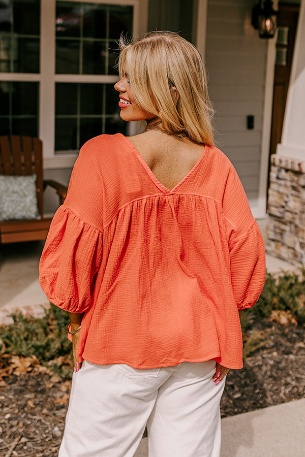Ultimate Comfort Babydoll Top - Bright Coral Curves