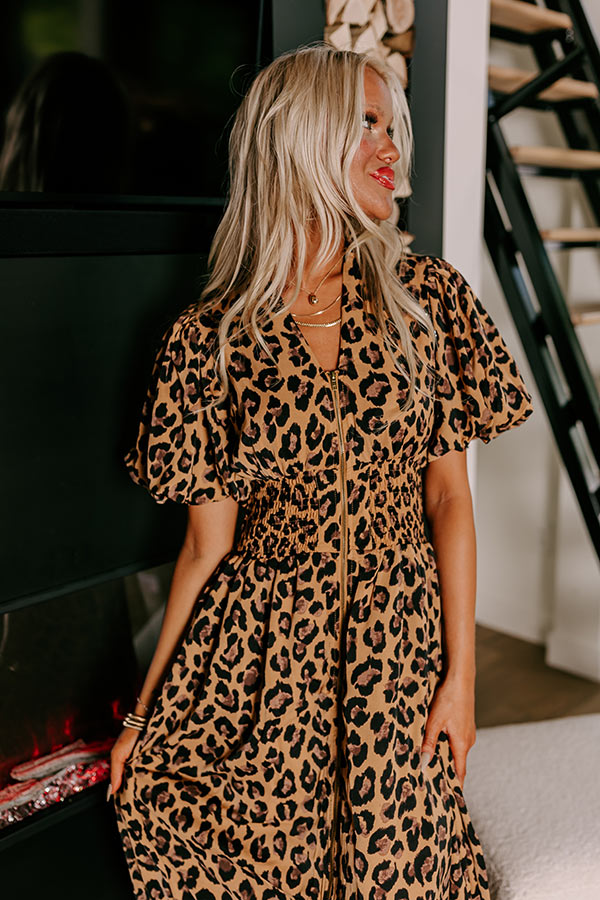 Premium Leopard Print Midi Dress - Urban Chic Edition