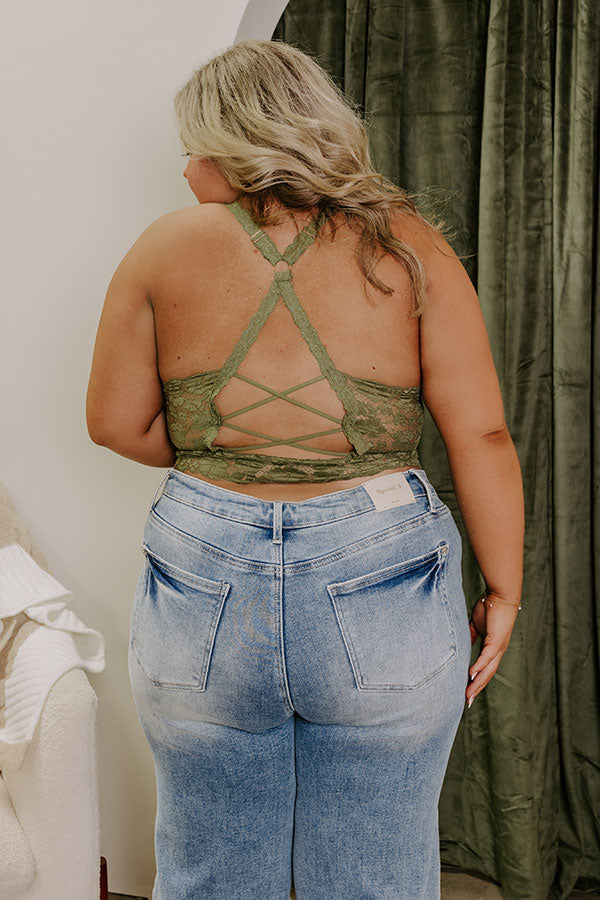 Premium Juliette Racerback Lace Bralette - Olive Curves | Ultimate Comfort & Style