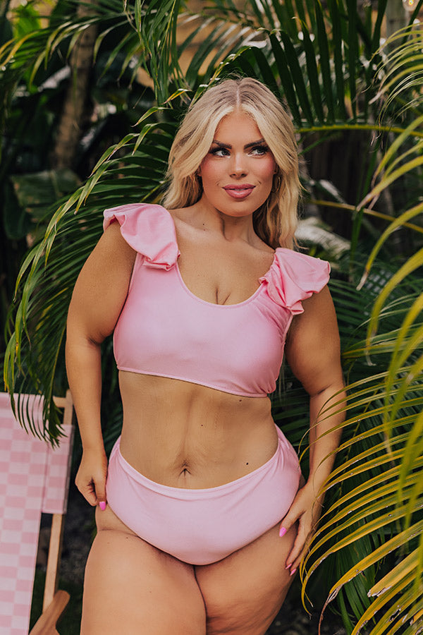 Premium High Waist Bikini Bottom - Coastal Chic Curves