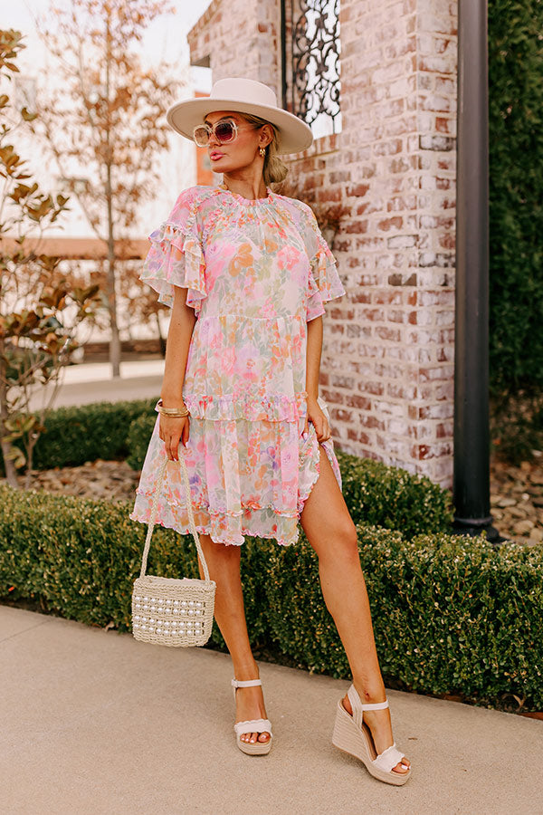 Ultimate Sweet Blossom Ruffle Mini Dress - Feminine & Floral