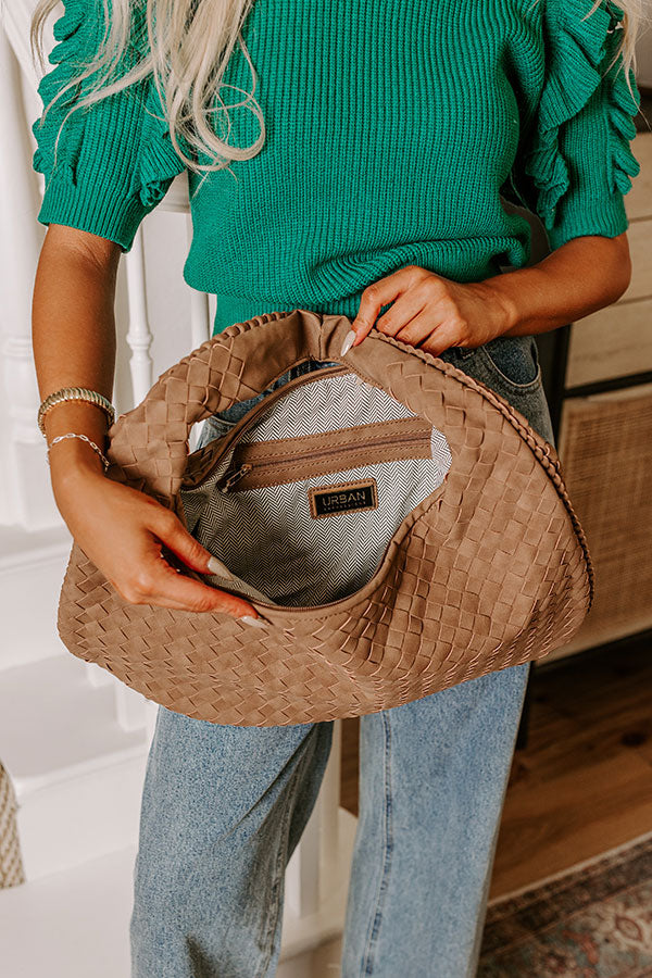 Premium Mocha Faux Nubuck Woven Tote - Ultimate Casual Chic