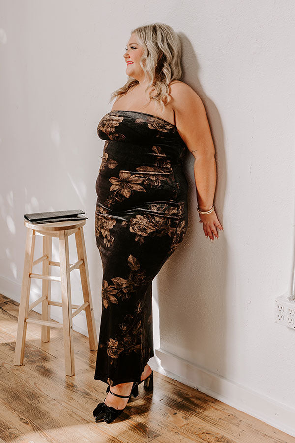 Ultimate Elegance Velvet Floral Maxi Dress for Curves