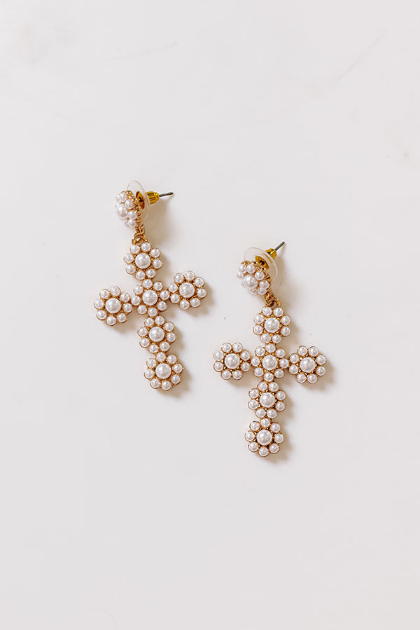 Premium Faith-Inspired Pearl Cross Earrings