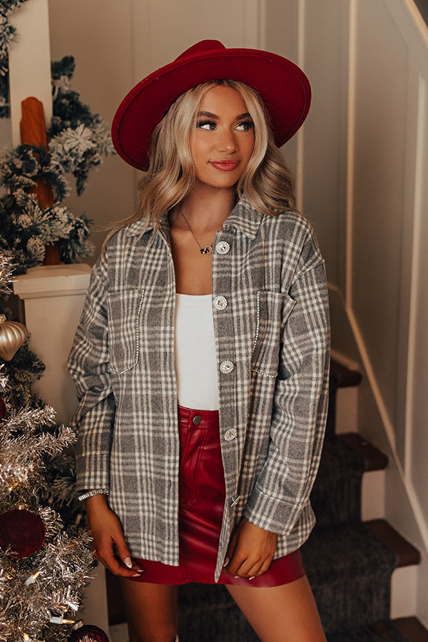 Premium Embellished Plaid Jacket - Grey | Ultimate Style & Comfort