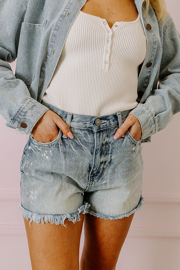 KanCan Ultimate High Waist Frayed Denim Shorts