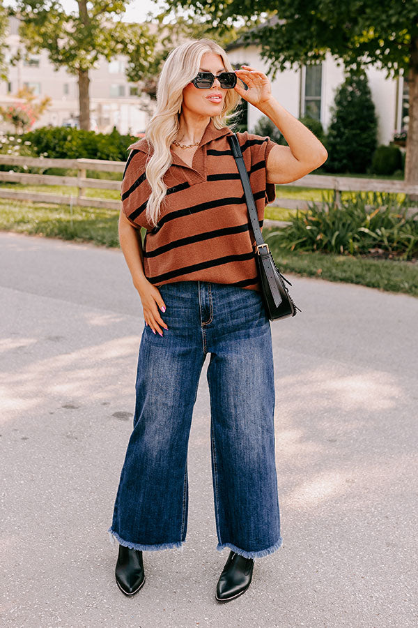 Premium Pumpkin Spice Striped Sleeveless Top