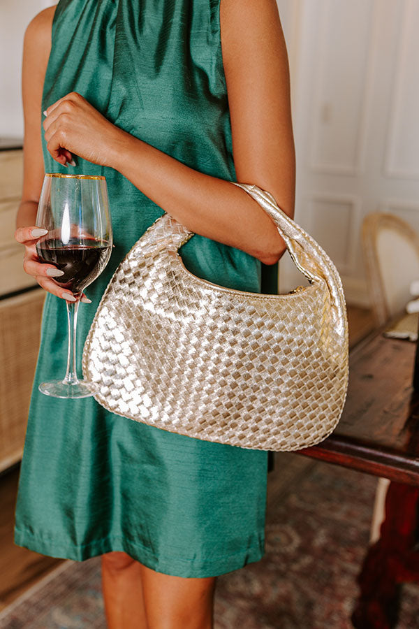 Premium Metallic Woven Handbag in Gold - Ultimate Style Upgrade