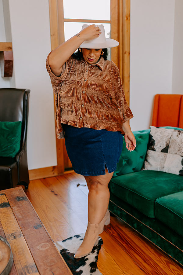 Premium Roman Holiday Velvet Top - Ultimate Brown Curves Edition