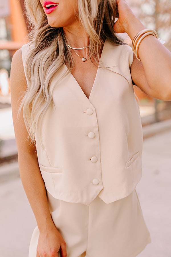 Premium Champagne Girl Boss Crop Vest - Ultimate Style Upgrade