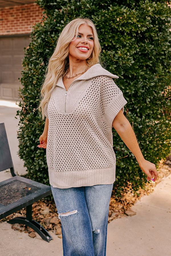 Premium Cozy Lifestyle Knit Top - Oatmeal Curves