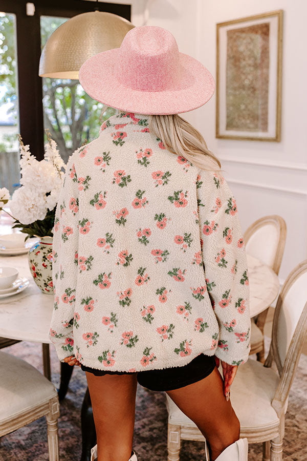 Ultimate Cozy Daydream Sherpa Denim Jacket - Floral Chic