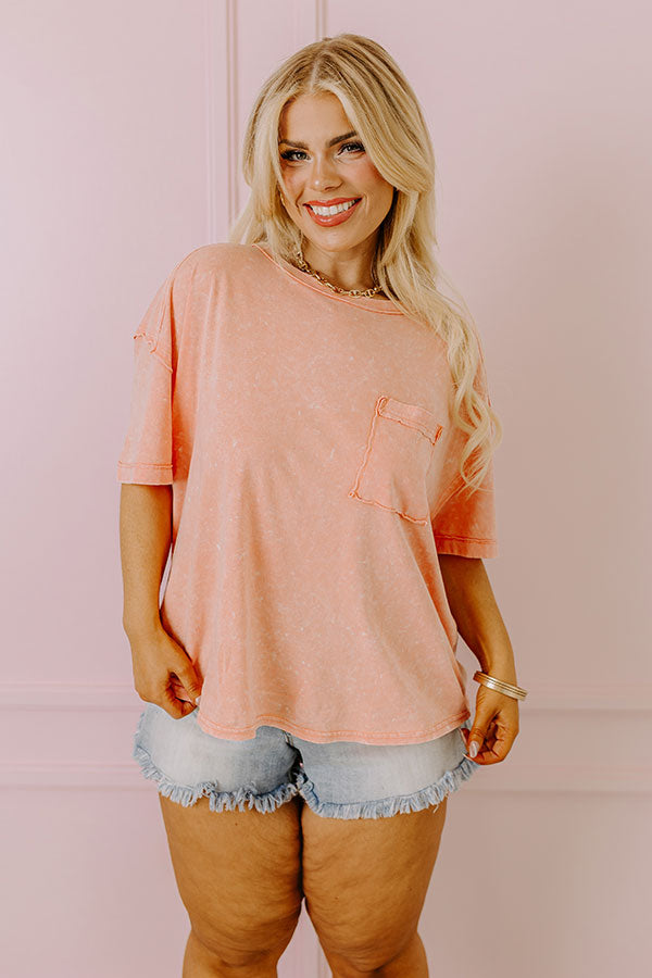 Premium Mineral Wash Tee - Peach Curves | Upgrade Your Casual Style