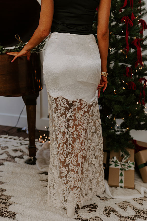 Premium Boho Love High Waist Lace Maxi Skirt