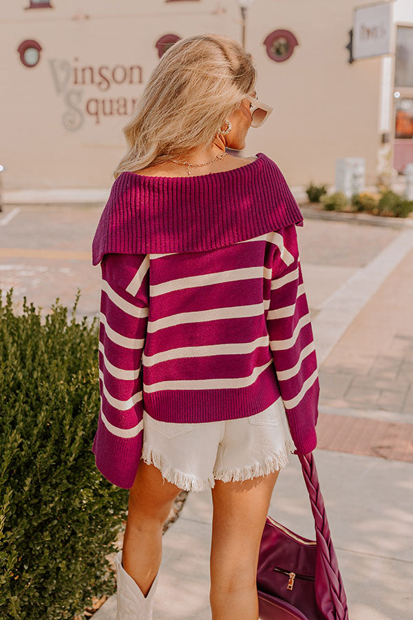 Premium Royal Plum Stripe Sweater - Ultimate Fall Chic