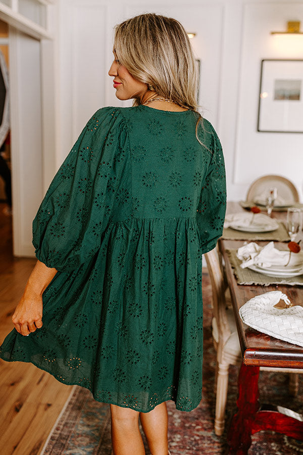 Premium Hunter Green Eyelet Mini Dress | Ultimate Chic Style