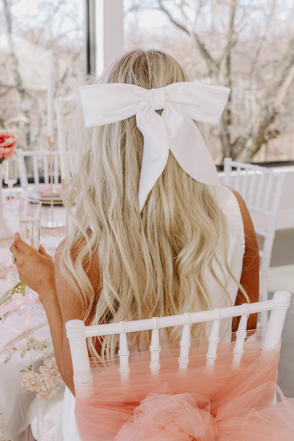 Premium Satin Bow Hair Clip - Elegant Faux Pearl Accent